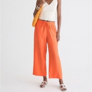 NWT JCREW seaside linen wide leg pants in orange